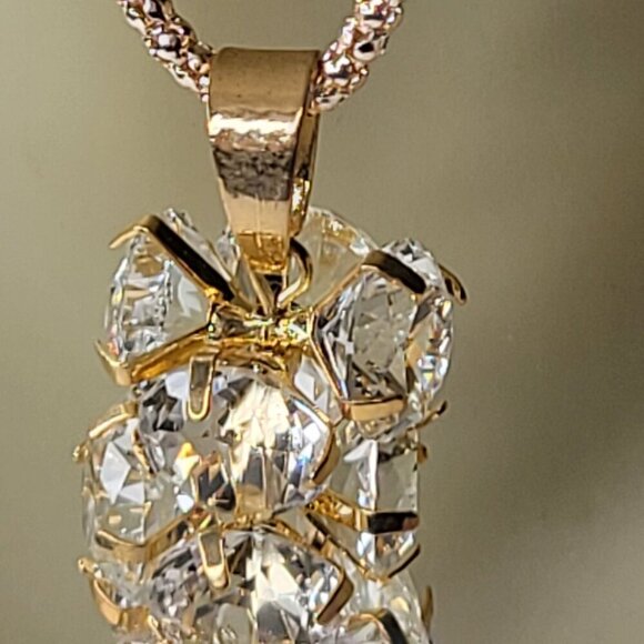 Long Gold and Crystal Necklace - Picture 6 of 6